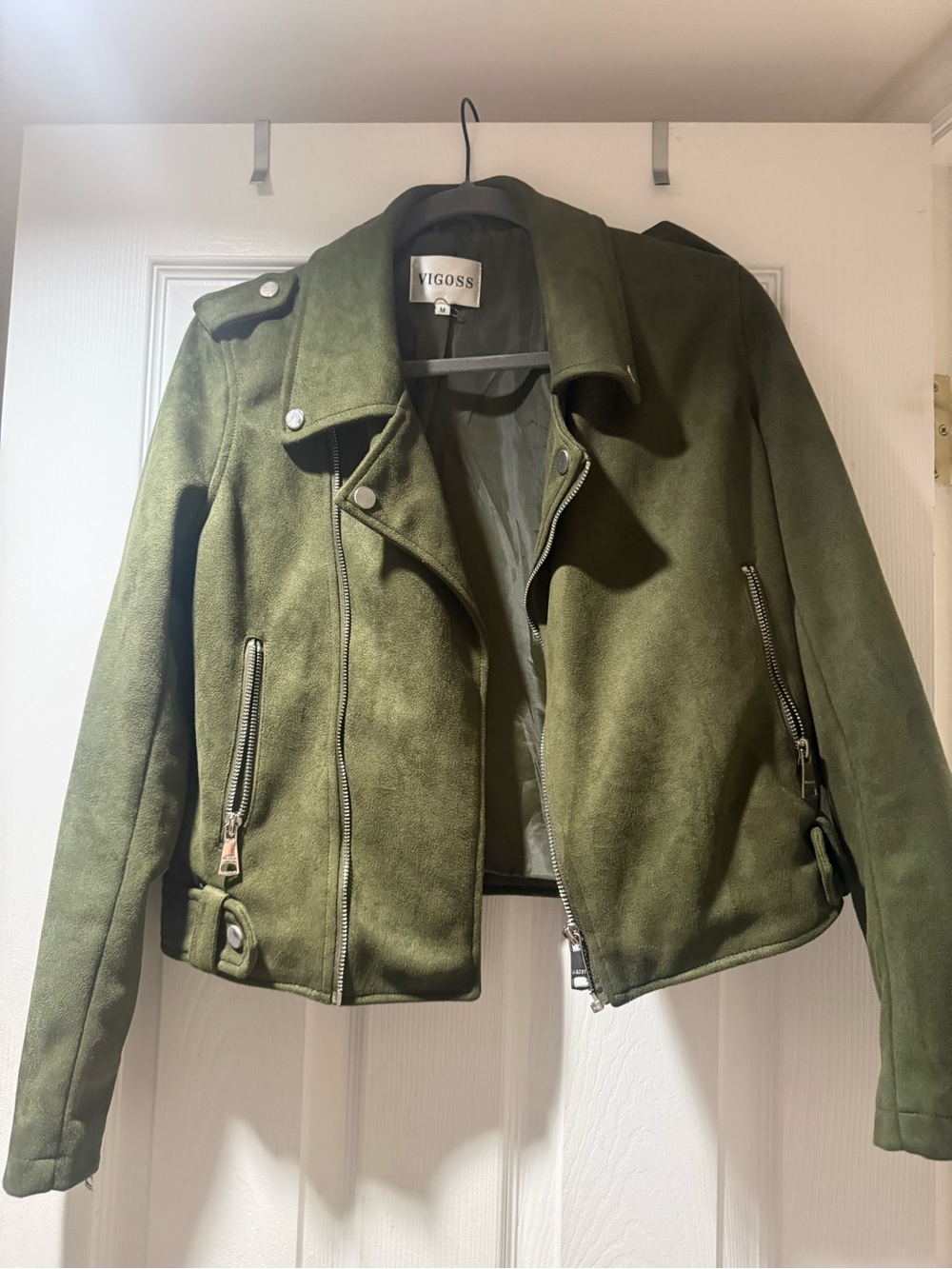 Vigoss Olive Green Suede Moto Jacket